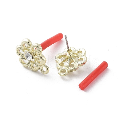 Rack Plating Golden Alloy with Rhinestone Stud Earring Findings EJEW-B036-02G-04-1