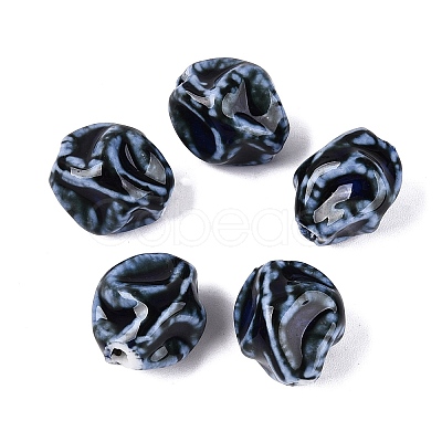 Vintage Handmade Porcelain Wrinkle Beads PORC-Q006-09I-1