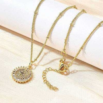 Brass Clear Cubic Zirconia Pendant Necklaces for Women LS-NJEW-A039-02E-G-1