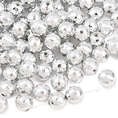 Faceted Round Plated Acrylic Beads PACR-L001-12mm-S-1