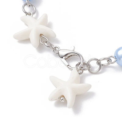 3Pcs Synthetic Turquoise Starfish Link Bracelets for Women BJEW-JB12469-1