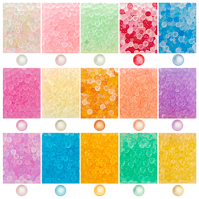 Olycraft 195G 15 Colors Transparent Frosted Glass Beads GLAA-OC0001-40-1