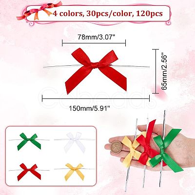 CHGCRAFT 120Pcs 4 Colors Polyester Bowknot AJEW-CA0003-23-1