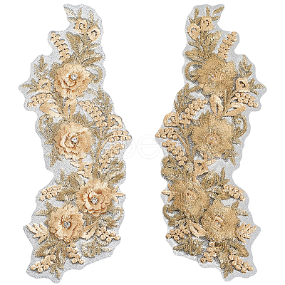 Polyester Embroidery Lace Cloth Patches AJEW-WH20070-069A-1