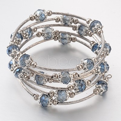 More Loops Glass Beads Wrap Bracelets BJEW-JB02043-1