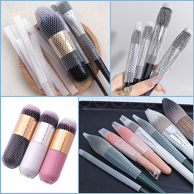 200Pcs PE Makeup Brush Protector Reusable Expandable Mesh Cover MRMJ-GF0001-51E-1
