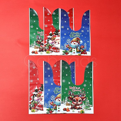 60Pcs 3 Colors Christmas Theme Rabbit Shaped Candy Plastic Bags ABAG-FS0001-05-1