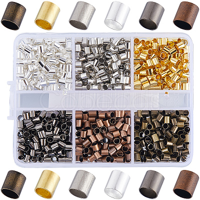 1200pcs 6 Colors Brass Crimp Beads KK-SP0002-29-1