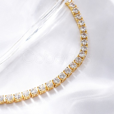 Brass Pave Clear Cubic Zirconia Horse Eye Box Chain Slider Bracelets BJEW-YWC0002-06B-G-1