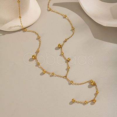 European Stainless Steel Round Bead Tassel Y Chain Necklaces for Women BF6806-1