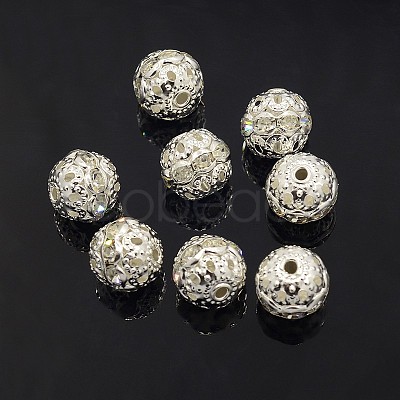 Brass Rhinestone Beads RB-A011-10mm-01S-1