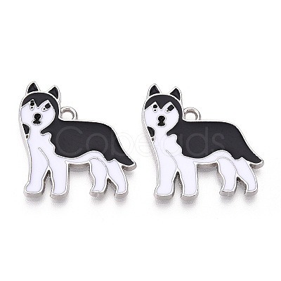 Rack Plating Alloy Enamel Dog Pendants PALLOY-T075-157A-1