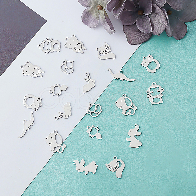 SUNNYCLUE 20Pcs 10 Styles 201 Stainless Steel Charms STAS-SC0002-81-1