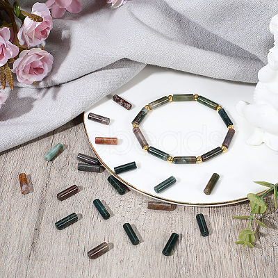 1 Strand Column Natural Indian Agate Beads Strands G-PA0002-31-1