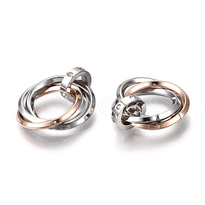 Ion Plating(IP) 201 Stainless Steel Interlocking Ring Pendants STAS-N099-01RG-1