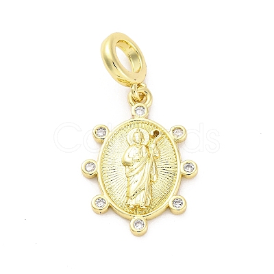 Brass Micro Pave Cubic Zirconia European Dangle Charms KK-D325-25G-03-1