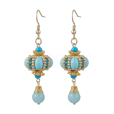 Lantern 304 Stainless Steel Synthetic Imperial Jasper Dangle Earrings EJEW-MZ00609-01-1