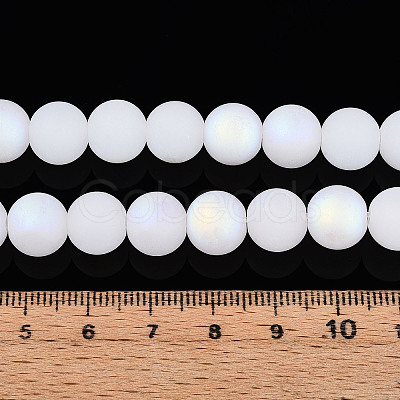 Frosted Imitation Jade Glass Beads Strands GLAA-T032-J10mm-MBB01-1