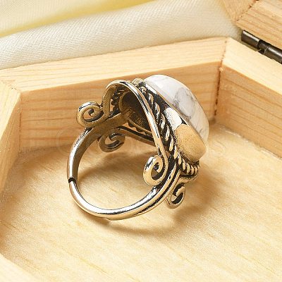 Natural Howlite Adjustable Rings RJEW-I108-01AS-01-1