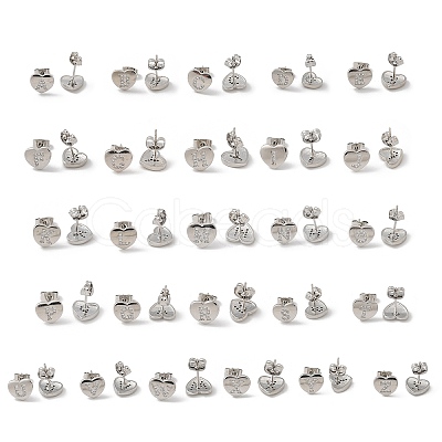 Rack Plating Brass Micro Pave Clear Cubic Zirconia Stud Earrings EJEW-K299-01P-1