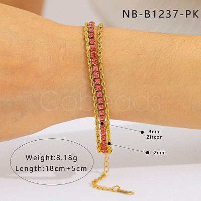 304 Stainless Steel Pave Cubic Zirconia Tennis Bracelets WG7D6AE-02-1