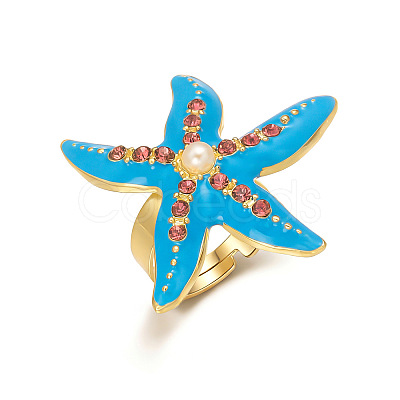 Alloy Enamel & Rhinestone Finger Rings WG0A593-02-1