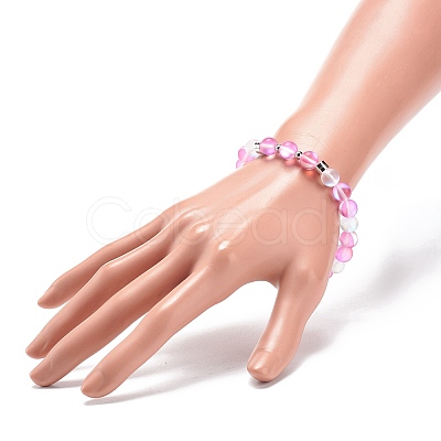 Synthetic Moonstone & Brass Beaded Stretch Bracelet for Women BJEW-JB08845-1