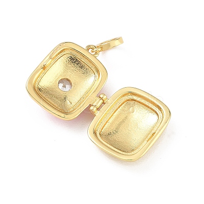 Brass Enamel Photo Locket Pendants KK-A303-19C-G-1