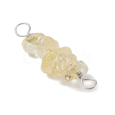 10Pcs 5 Styles Constellation Natural Rose Quartz & Citrine & Golden Sheen Obsidian & South Red Agate & White Moonstone Copper Wire Wrapped Chip Beaded Connector Charms PALLOY-JF02905-10-1
