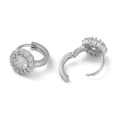 Brass Micro Pave Clear Cubic Zirconia Hoop Earring EJEW-L292-006P-1