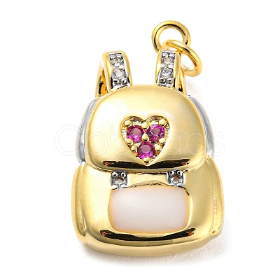 Rack Plating Brass Cubic Zirconia Pendants KK-M258-12G-1
