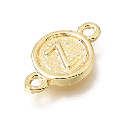 Brass Disc with Initial Links Connector Charms KK-E802-36G-Z-1