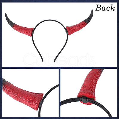 Cow Horn Pu Leather & Plastic Hair Bands OHAR-WH20011-07A-1