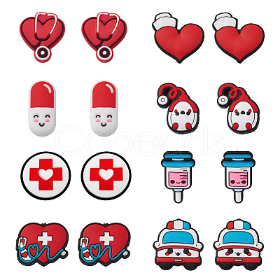 16Pcs 8 Styles Medicine Food Grade Eco-Friendly Silicone Beads SIL-CJ0001-23-1