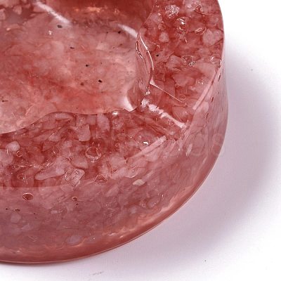 Resin with Natural Rose Quartz Chip Stones Ashtray DJEW-F015-05F-1