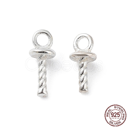 925 Sterling Silver Cup Pearl Peg Bails Pin Pendants STER-F053-01S-1