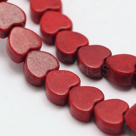 Dyed Synthetical Turquoise Heart Bead Strand X-G-P083-88D-1