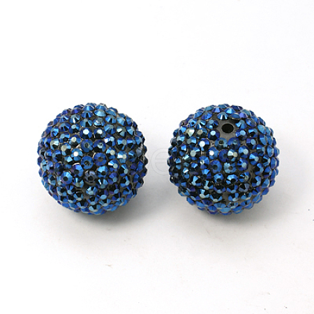 Chunky Resin Rhinestone Bubblegum Ball Beads RESI-M011-11-1