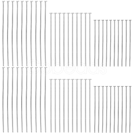 60Pcs 3 Styles 925 Sterling Silver Flat Head Pins STER-SC0001-28-1