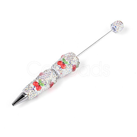 Resin & Polymer Clay Pave Rhinestone Ball-Point Pen AJEW-T013-04F-1