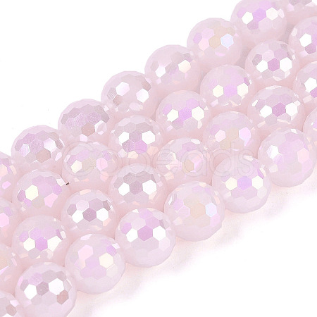 Electroplate Opaque Solid Color Glass Beads Strands GLAA-TAC0009-05A-02-1