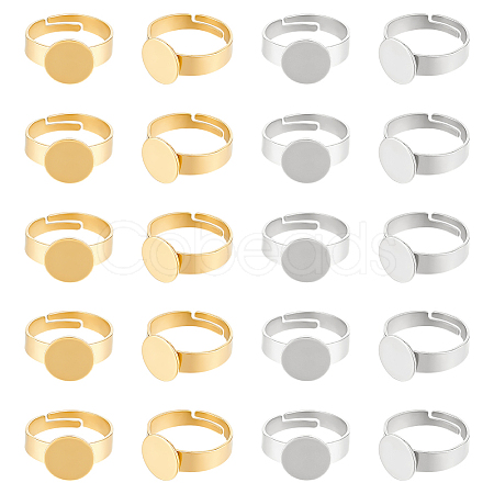 20Pcs 2 Styles Adjustable 304 Stainless Steel Finger Rings Components STAS-UN0057-19A-1