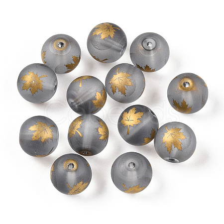 Autumn Theme Electroplate Transparent Glass Beads EGLA-S178-01-01F-1