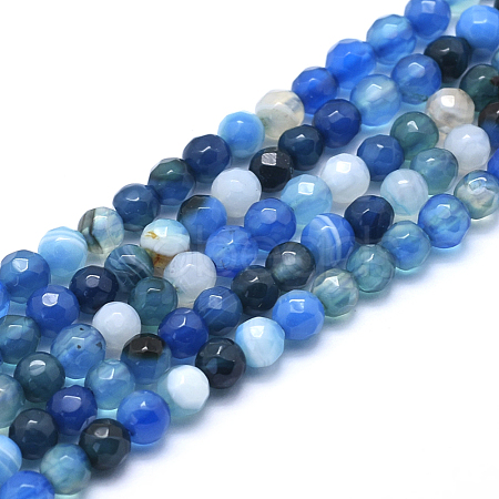 Natural Striped Agate/Banded Agate Beads G-J371-01-6mm-1