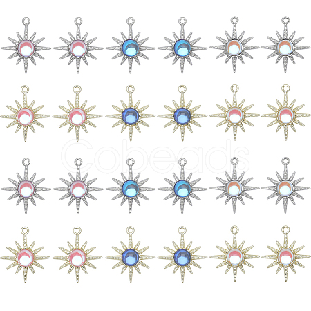 24Pcs 6 Styles Rack Plating Alloy Pendants FIND-SC0005-41-1