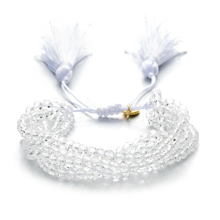 Faceted Glass Braided Bead Bracelets PS4906-11-1