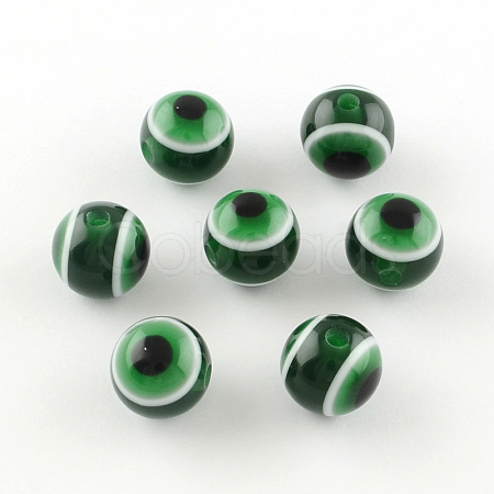 Round Evil Eye Resin Beads RESI-R159-6mm-09-1