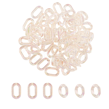 100Pcs 2 Styles Transparent Acrylic Linking Rings OACR-CJ0001-17-1