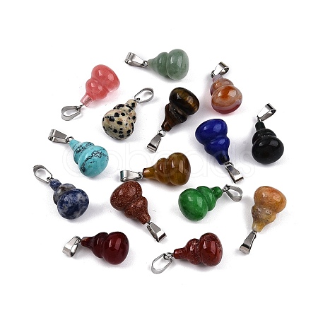 Natural & Synthetic Mixed Stone Gourd Pendants G-N344-08P-1