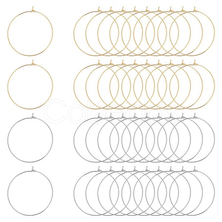 304 Stainless Steel Hoop Earring Findings STAS-UN0003-97-1